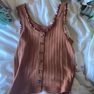 cute brown tank top with buttons size small